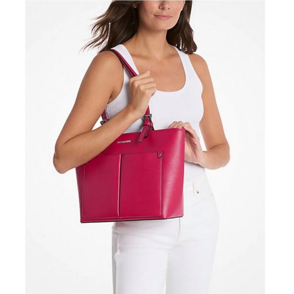 Michael Kors Jet Set Medium Pocket Tote Bag Raspberry - Picture 4 of 5